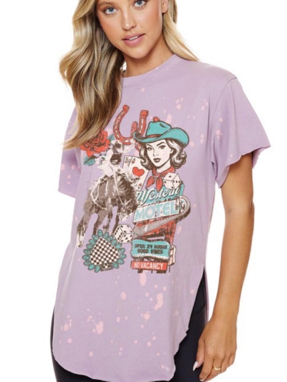 Graphic Western Motel Lavender Short Sleeve Tee
